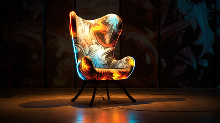 Illuminated Chair in Interior.