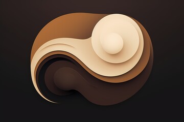 Organic and flowing shapes forming an earthy-toned logo, set on a matte brown background.