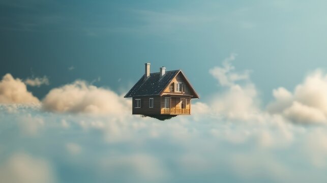 A house soaring through the sky
