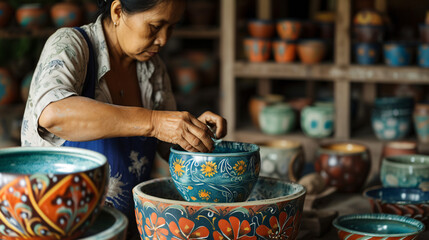 In Sukhothai, Thailand, artisans skillfully create.