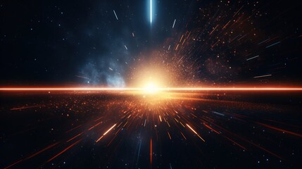 Obraz premium Abstract Particle Moving In The Sci-fi Space Wallpaper, Background