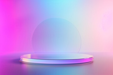 Vibrant Neon Glow Glass Podium, Ideal for Modern Product Display