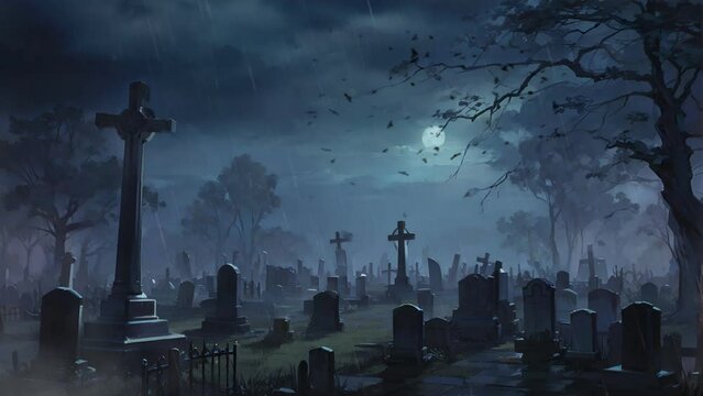 cemetery at night
