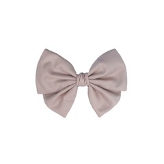 Charming pale pink cotton fabric bow with short tails on a white background. Adds rustic elegance to any project.