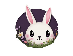 cute  graphic of the head of a fluffy rabbit