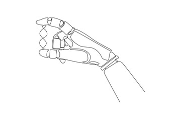 Artificial intelligence AI processor drawing of ai robotic hand holding abject, logo, web site, social media, Object, Vector illustration.