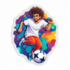 Sticker mit einem Fußballspieler im bunten look
