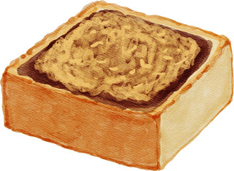 Pork floss and thai chili jam Toast Watercolor