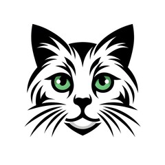 flat logo of vector cat face illustration logo. 