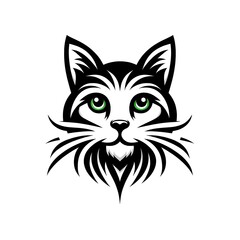 Obraz premium flat logo of vector cat face illustration logo. 