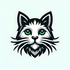 Fototapeta premium flat logo of vector cat face illustration logo. 