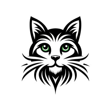 flat logo of vector cat face illustration logo. 