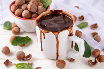 Hazelnut hot chocolate drink