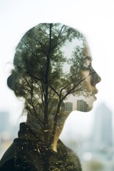 Double exposure woman