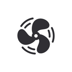Fan icon. Ventilator. Turbine symbol. Propeller screw. Propeller icon. Screw. UI icon. Airflow icon. Airflow pictogram. Air conditioner. Pinwheel sign. Turbine symbol. Airing sign. Cooler. Hair dryer.