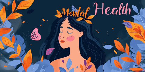 Embracing Mental Health Awareness, Illustration of Serenity and Mindfulness