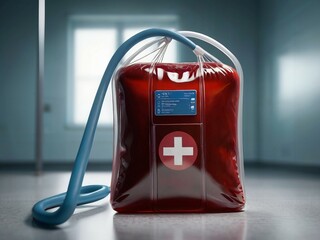 Life saver blood bag on the hospital, emergency time, medical materials, cure diseases, healthcare concept.
