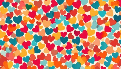 Abstract colourful hearts on white background, bright and coloured hearts backdrop for valentine's day content