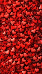 Red valentines hearts pattern background, valentine's day hearts pattern backdrop