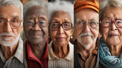 Diverse Elderly Individuals Display Wisdom in Unified Portraits.