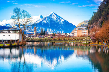 Scenic town of Interlaken and Alpine landscape view