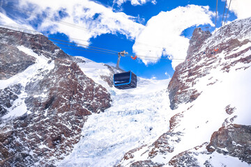 Matterhorn Glacier Paradise gondola and Theodul Glacier in Zermatt view © xbrchx