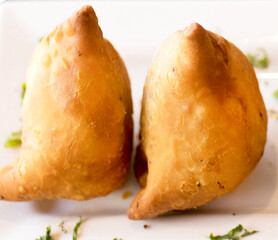 Vegetable Samosa crispy and spicy triangle shape layer of maida filling of mashed potato, peas and spices, Appetizer 2