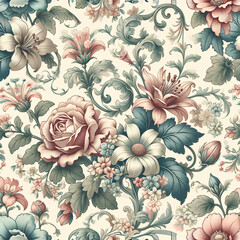 A pattern of vintage flowers