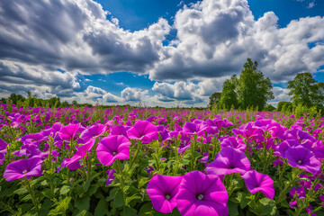A beautiful field of petunias 