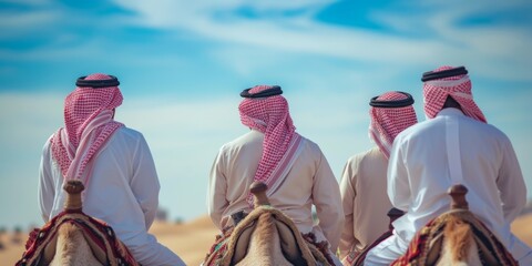 Arabs at camel racing - obrazy, fototapety, plakaty