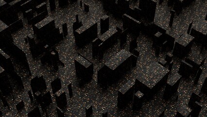 urban city concept view from above made of black terrazzo texture