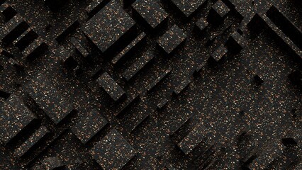 abstract 3D urban background with terrazzo textured cubes and squares