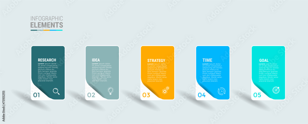 Wall mural Business infographic template design icons 5 options or steps