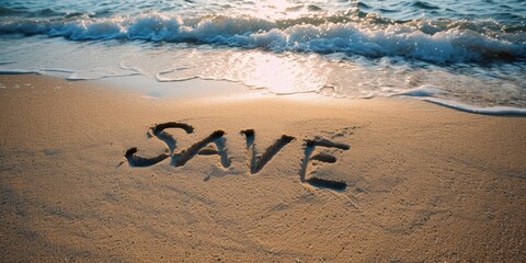 conceptual word "SAVE" on wooden cubes