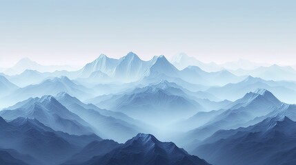 Fototapeta na wymiar Mountains landscape in the style of light sky blue 
