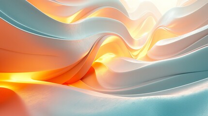 Fondo abstracto de ondas en tonos pastel y dorado. Concepto de recurso gráfico. Generado por IA. - obrazy, fototapety, plakaty