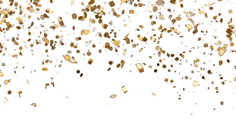 Golden Glitter Celebration - Luxurious Sparkling Confetti Rain on Transparent Background