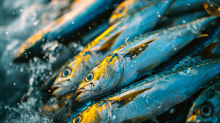 Pile of fresh fish caught by fishermen and ready for market.