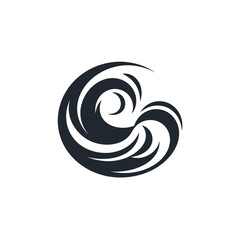 Black simple sea wave logo element Generative Ai