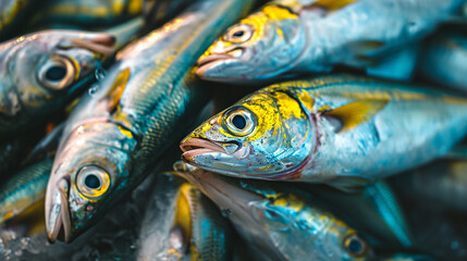 Pile of fresh fish caught by fishermen and ready for market.