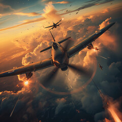World War II fighter plane battle in dogfight in_