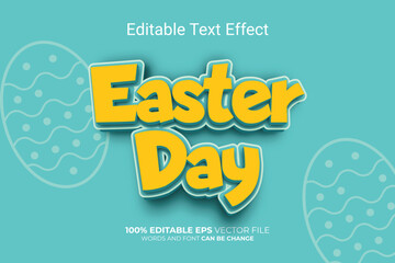 Easter Day Vector 3D Editable Text Effect Style, or vector Easter Day text effect template, editable text effect
