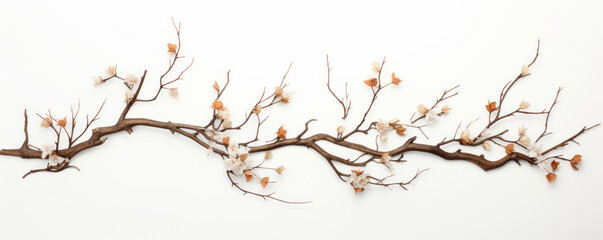 Floral Accented Bare Tree Branches - Transparent Background PNG