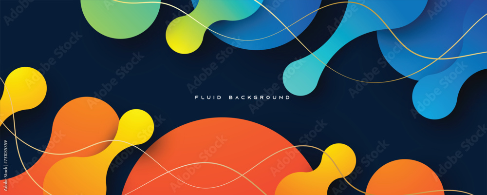 Wall mural blue and orange gradient dynamic fluid background design vector