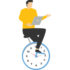 Time management, the concept of speed and urgency, set to finish the project within deadline, productivity or efficiency to get the job done, smart businessman working hours driving the laptop compute