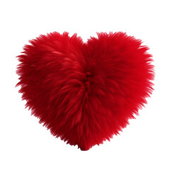 3D RED HEART FURRY MATERIAL ON A WHITE BACKGROUND