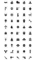 Collection of Simple Halloween Related Vector Line Icons. Contains Icons such as pumpkin, ghost, jug, tombstone and more. Editable stroke. 48x48 pixels