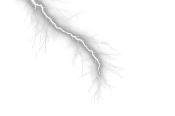 High-Voltage Electric Thunder  Realistic Lightning Bolts Isolated on Transparent Background - Stock Image