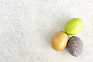 group of easter eggs isolated on gray background copy space
