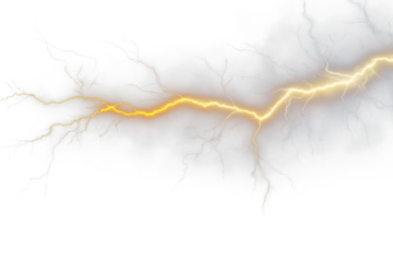 High-Voltage Realistic Lightning Strikes - Transparent Background Illustrations